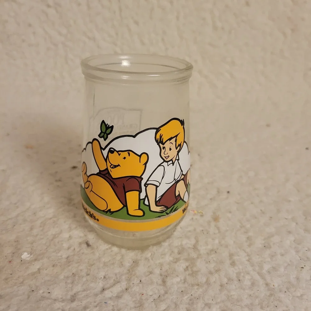 Welch's Jelly Jar Disney Winnie the Pooh Glass OS Clear Excellent 90s Vintage